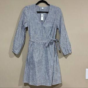 Old Navy | NWT Striped Linen Wrap Dress, Size Sm.